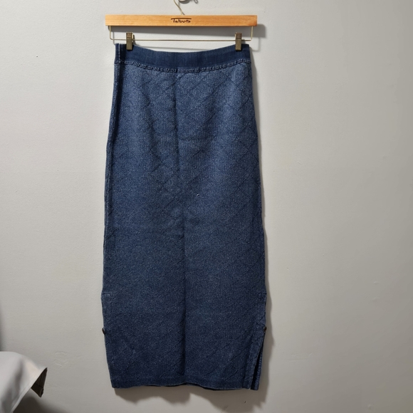 Blue Willi's Pure Indigo Cotton Knit Pencil Skirt Maxi Size XL Made In Denmark - Picture 8 of 16